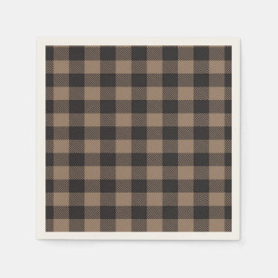 Brown Black Gingham Buffalo Kariertes Bauernhaus Serviette