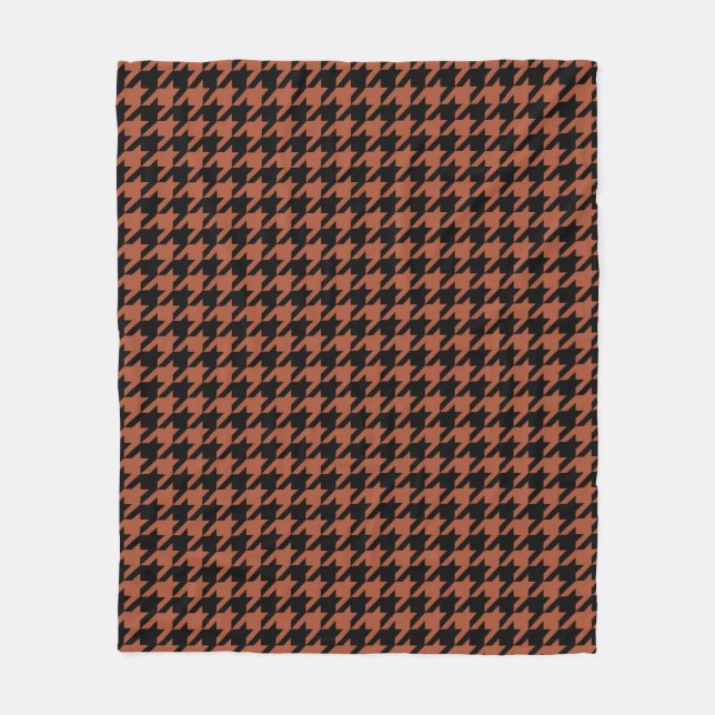 Brown Black Hahnentrittmuster Karo Fleecedecke (Vorderseite)