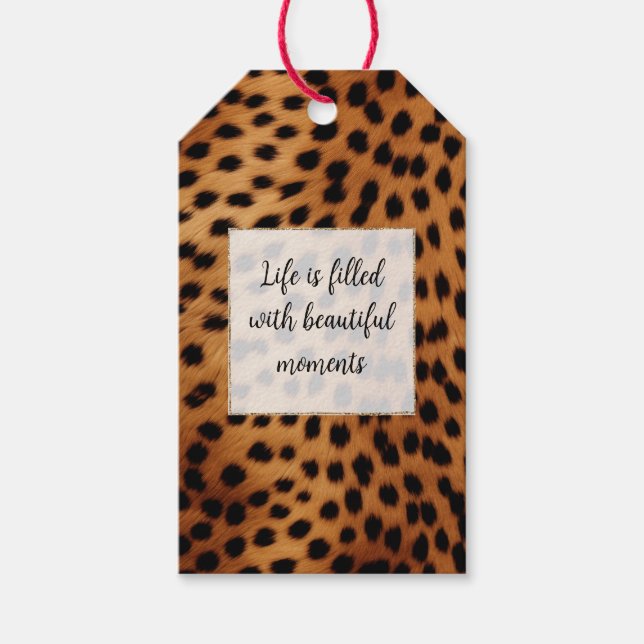 Brown Black Safari Cheetah Leopard Tier Geschenkanhänger (Vorderseite)