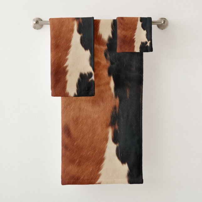 Brown Black Southwest Imitats Cowhide Badhandtuch Set (Insitu)