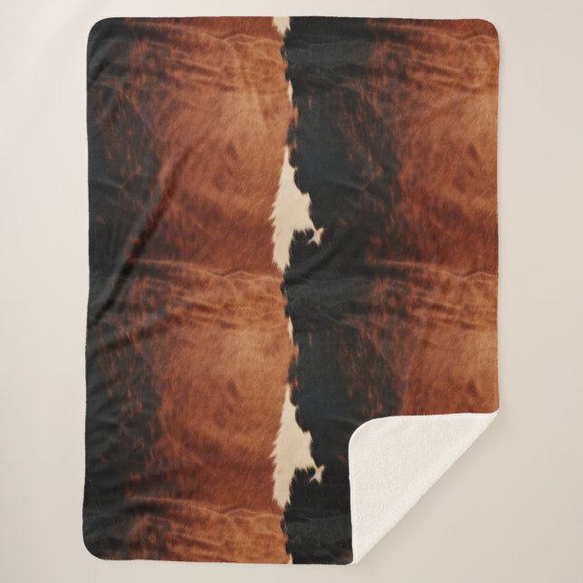 Brown Black Southwest Imitats Cowhide Sherpadecke (Vorderseite)