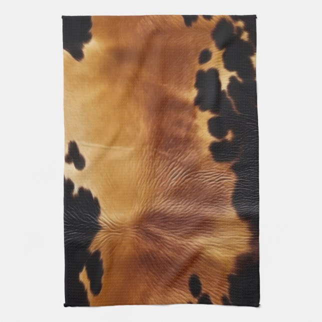 Brown Black Südwest Cowhide Geschirrtuch (Vertikal)