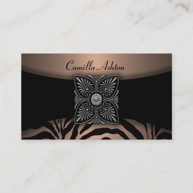 Brown & Black Zebra Business Cards Visitenkarte (Vorderseite)