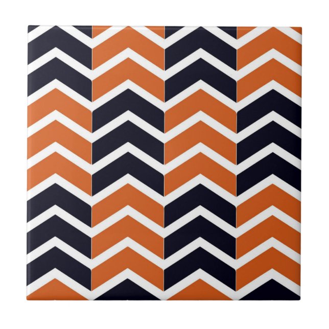 Brown Black Zickzack Zig Zag Muster Fliese (Vorderseite)