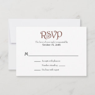 Brown Blanc Plain Simple Mariage Cartes RSVP