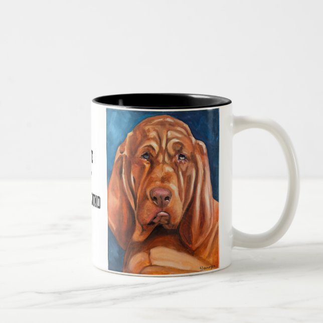 Brown Bloodhound oil painting mug  (Droit)