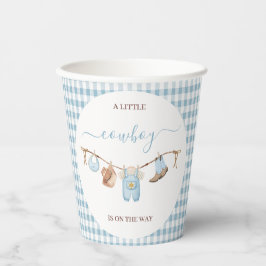 Brown Blue Cothesline Cowboy Baby Dusche Pappbecher