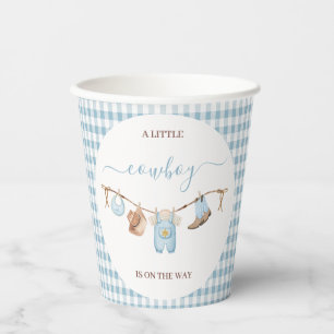Brown Blue Cothesline Cowboy Baby Dusche Pappbecher
