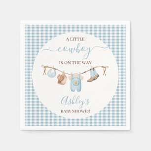 Brown Blue Cothesline Cowboy Baby Dusche Serviette
