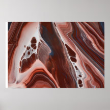 Brown Blue Fluid Art Stone Geode Agate Painting