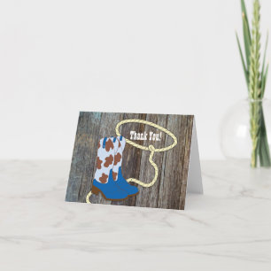 Brown Blue Grange Wood Cowboy Merci Cartes