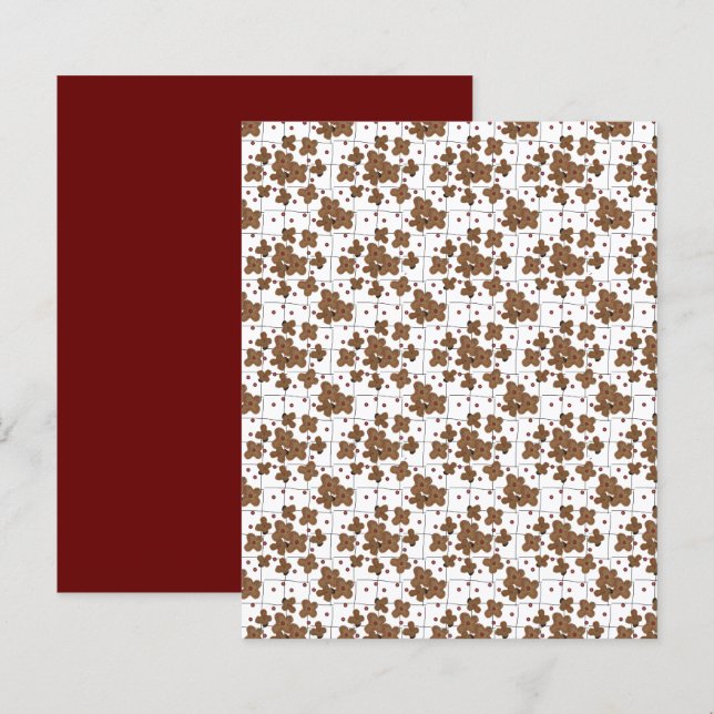 Brown Blume Red Schwarz-weiß Grid Scrapbook Paper (Vorne/Hinten)