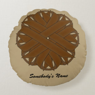 Brown Blume Ribbon von Kenneth Yoncich Rundes Kissen