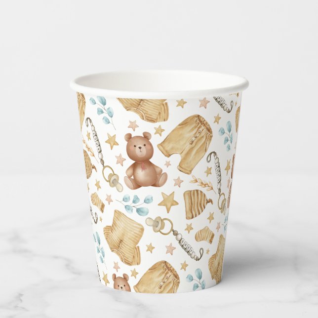 Brown Boho Baby Clothes Baby Duschpapier Tassen Pappbecher (Rückseite)