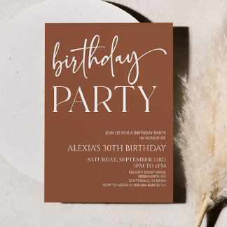 Brown Boho Bohemisch Minimal Geburtstagsparty Einladung