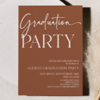 Brown Boho Bohemisch Minimal Graduation Party