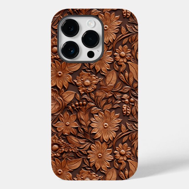 Brown Boho Floral Case-Mate iPhone 14 Pro Hülle (Rückseite)