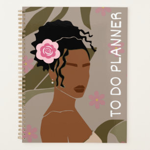 Brown Boho Frau planen Planer