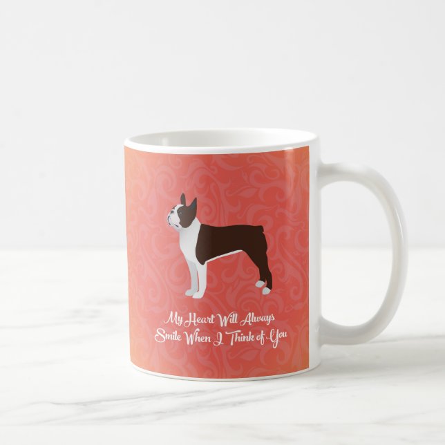 Brown Boston Terrier Mein Herz wird immer lächeln Kaffeetasse (Rechts)