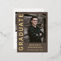 Brown Boy Foto Gold Foil Abschluss Ankündigung