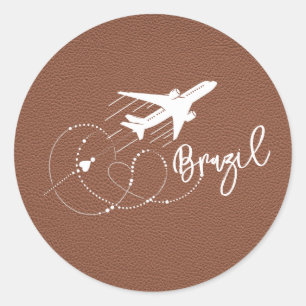 Brown Brazil Passport Runder Aufkleber