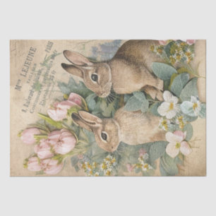 Brown Bunny Rabbit Floral Shabby Französisch Decou Seidenpapier