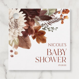 Brown Burgundy Baby in Bloom Floral Baby Dusche Geschenkanhänger