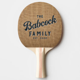 Brown Burlap Retro Family Name & Year Tischtennis Schläger