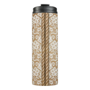 BROWN BURLAP SIEHT MIT WEISSER FLÄCHE AUS THERMOSBECHER