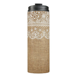 BROWN BURLAP SIEHT MIT WEISSER FLÄCHE AUS THERMOSBECHER