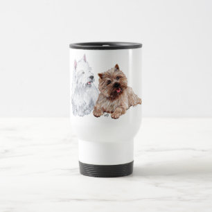 Brown Cairn und Westie Terriers Reisebecher