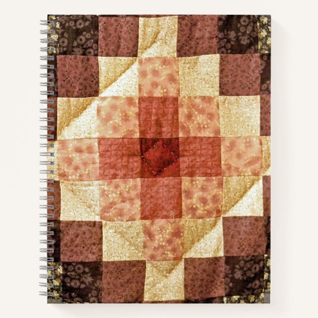 Brown Calico Patchwork Quilt Notizbuch (Vorderseite)