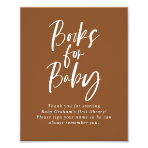 Brown Calligraphy Books for Baby Shooting Sign Fotodruck