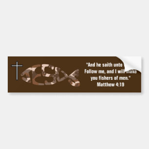 Brown-Camouflage JESUS-Fisch-Ikonen-Autoaufkleber Autoaufkleber
