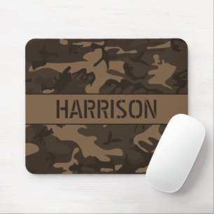 Brown Camouflage Mit Monogramm Mousepad