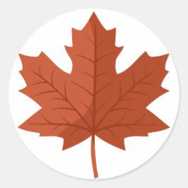 Brown Canadian Maple Tree Leaf Runder Aufkleber