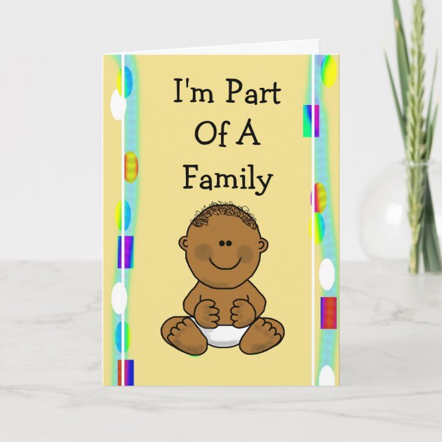 Brown Cartoon Baby Adoption Announccard Ankündigung (Vorderseite)