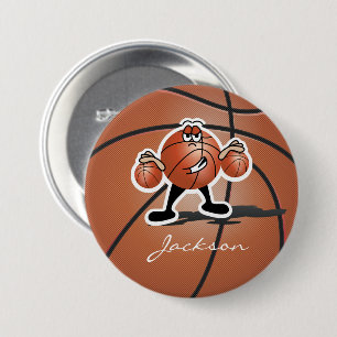 Brown Cartoon Basketball Typ  Personalisiert Button