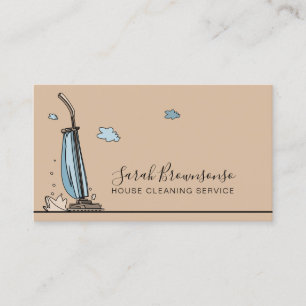 Brown Cartoon Janitorial Maid House Reinigung Visitenkarte