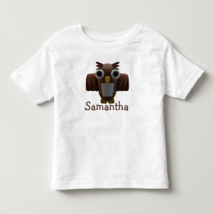 Brown Cartoon Owl & Typografy T - Shirt