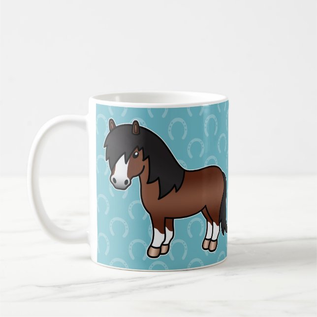 Brown Cartoon Shetland Pony Kaffeetasse (Links)