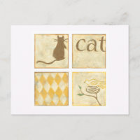 Brown Cat and Yellow Bird by Chariklia Zarria