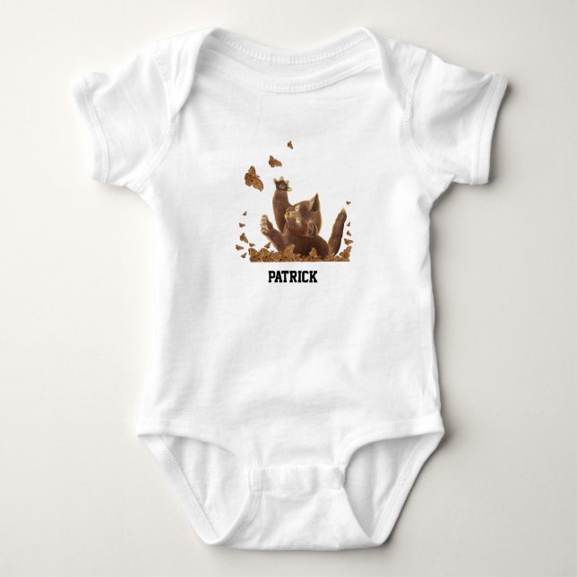 Brown Cat & Night Butterfells Personalisiert Baby Strampler (Vorderseite)