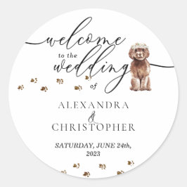 Brown Cavapoo Welpen Hund Hochzeit Begrüßung Runder Aufkleber