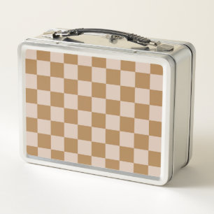 Brown Checkerboard Metall Brotdose