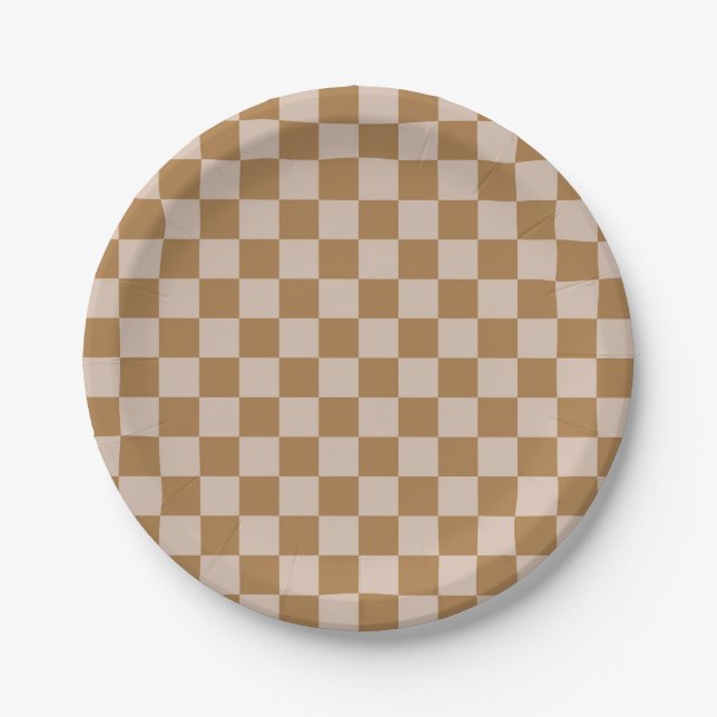 Brown Checkerboard Pappteller (Vorderseite)