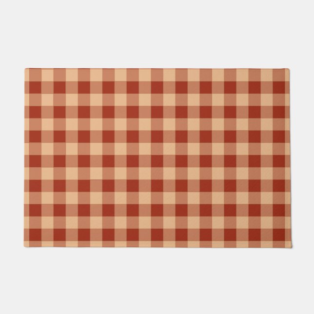 Brown Checkered Gingham Pattern Fußmatte (Vorderseite)