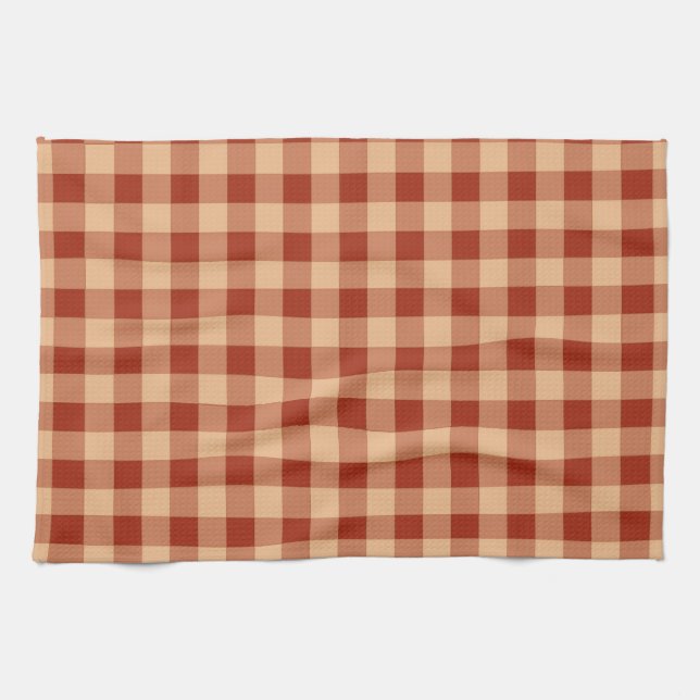 Brown Checkered Gingham Pattern Geschirrtuch (Horizontal)