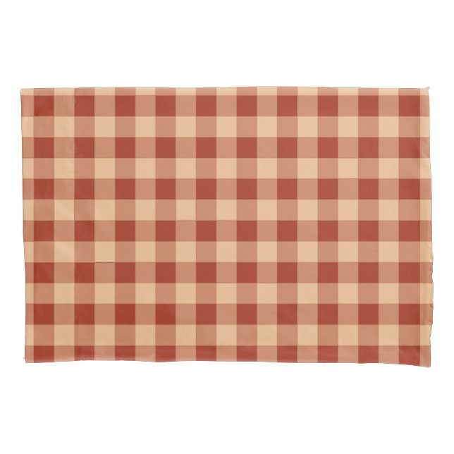 Brown Checkered Gingham Pattern Kissenbezug (Vorderseite)