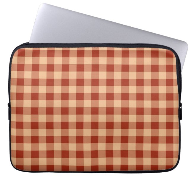 Brown Checkered Gingham Pattern Laptopschutzhülle (Vorderseite)